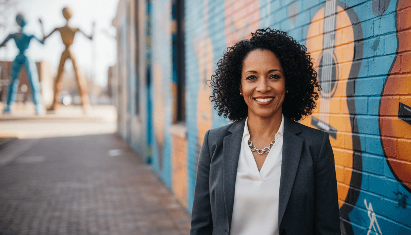 Professional headshot example showcasing Deep Ellum neighborhood style in Dallas