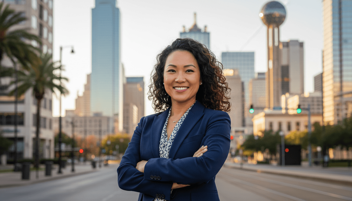 Professional headshot example showcasing Downtown Dallas neighborhood style in Dallas