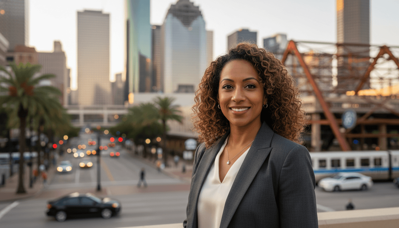 Professional headshot example showcasing Midtown neighborhood style in Houston