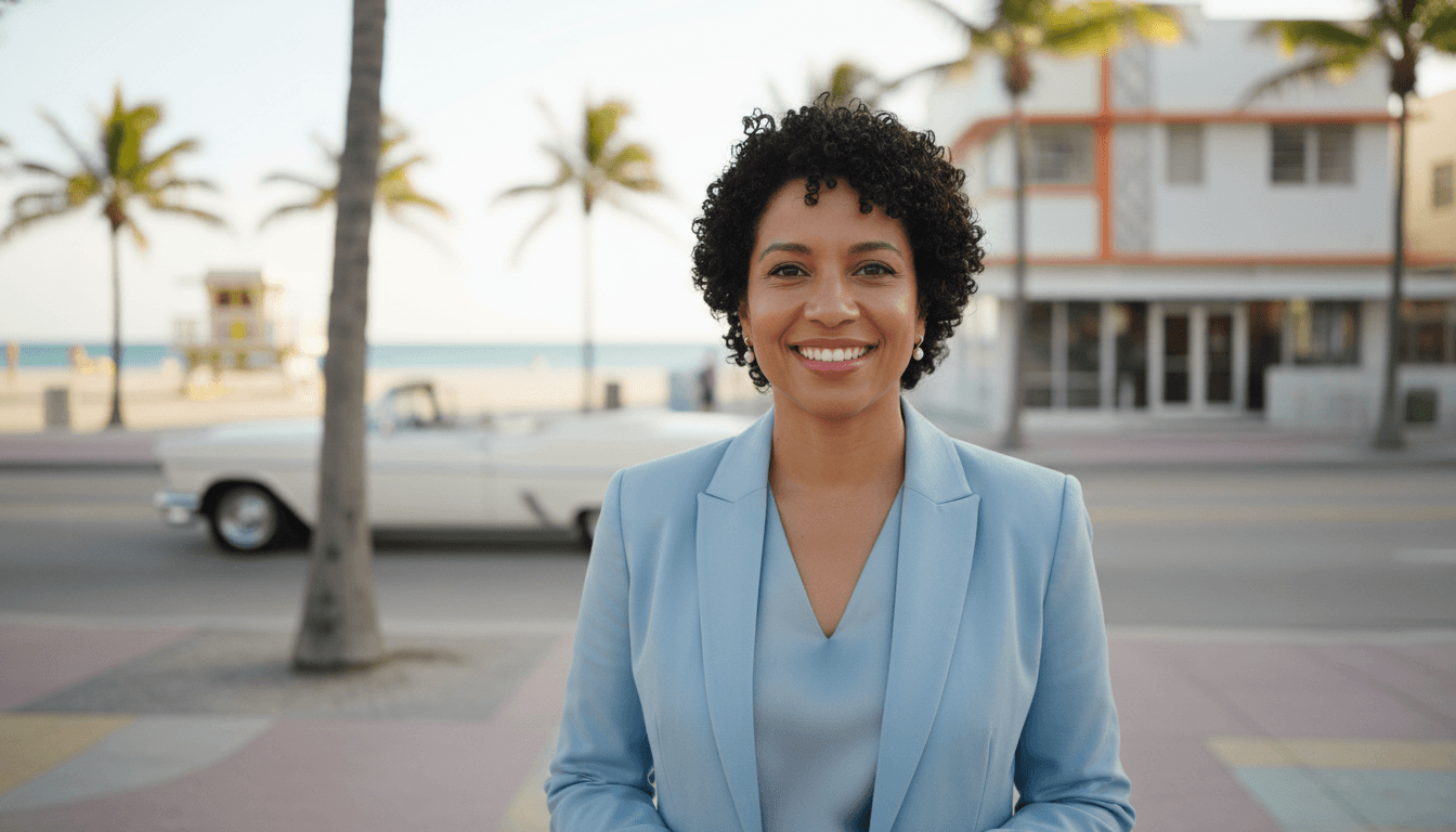 Professional headshot example showcasing South Beach neighborhood style in Miami Beach