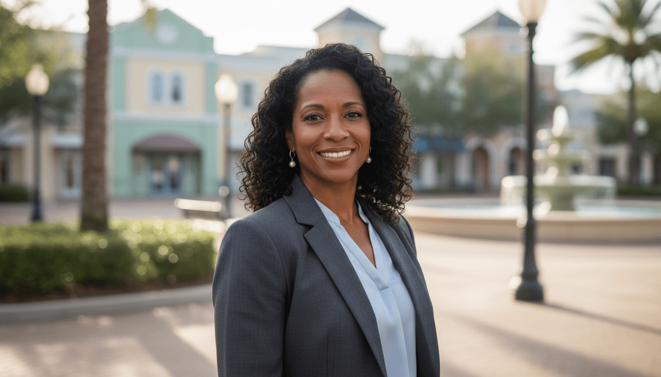 Professional headshot example showcasing Celebration neighborhood style in Orlando