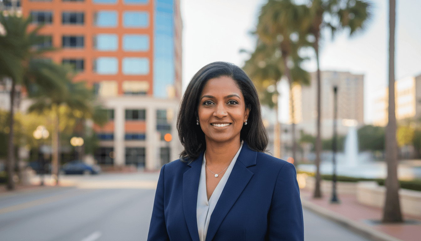 Professional headshot example showcasing Downtown Orlando neighborhood style in Orlando
