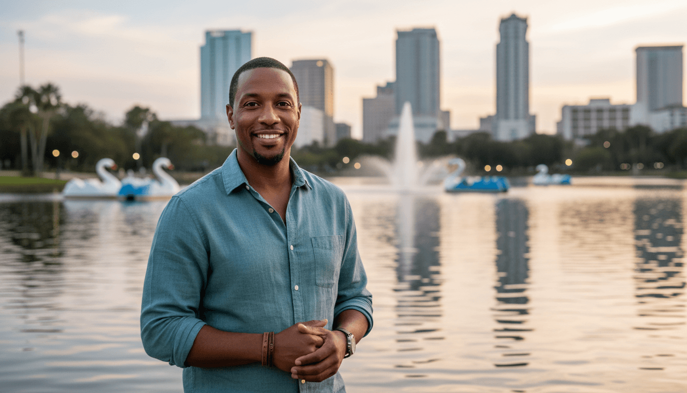 business headshot example showcasing Lake Eola neighborhood style in Orlando