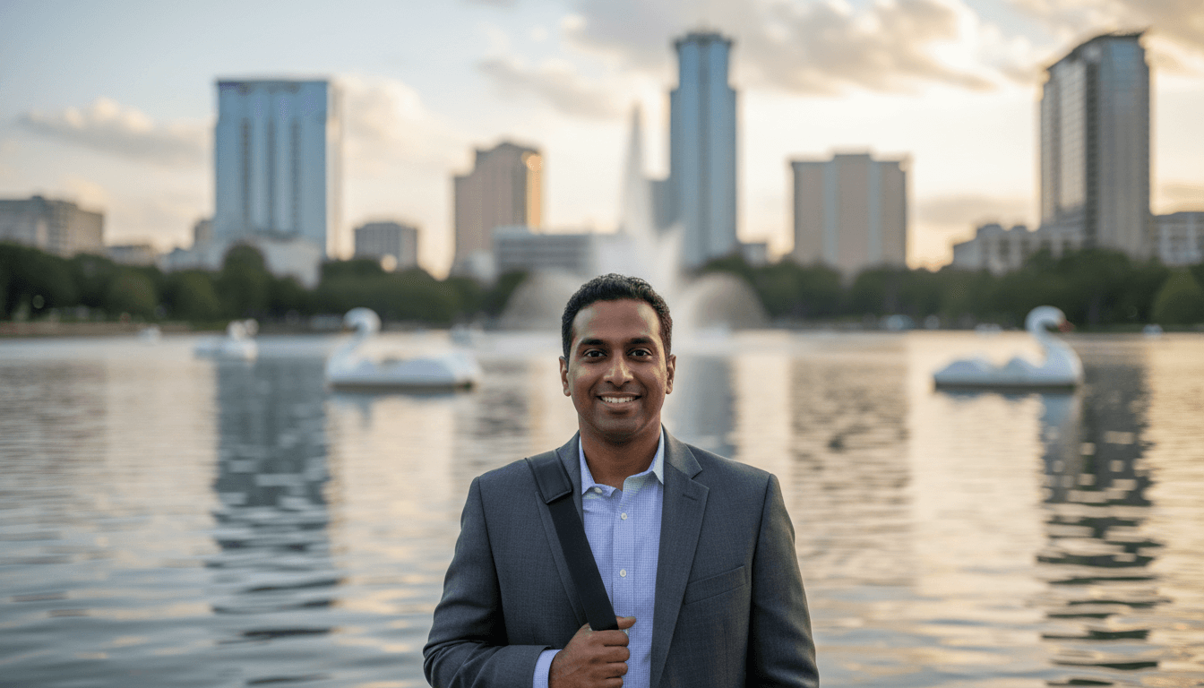 executive headshot example showcasing Lake Eola neighborhood style in Orlando