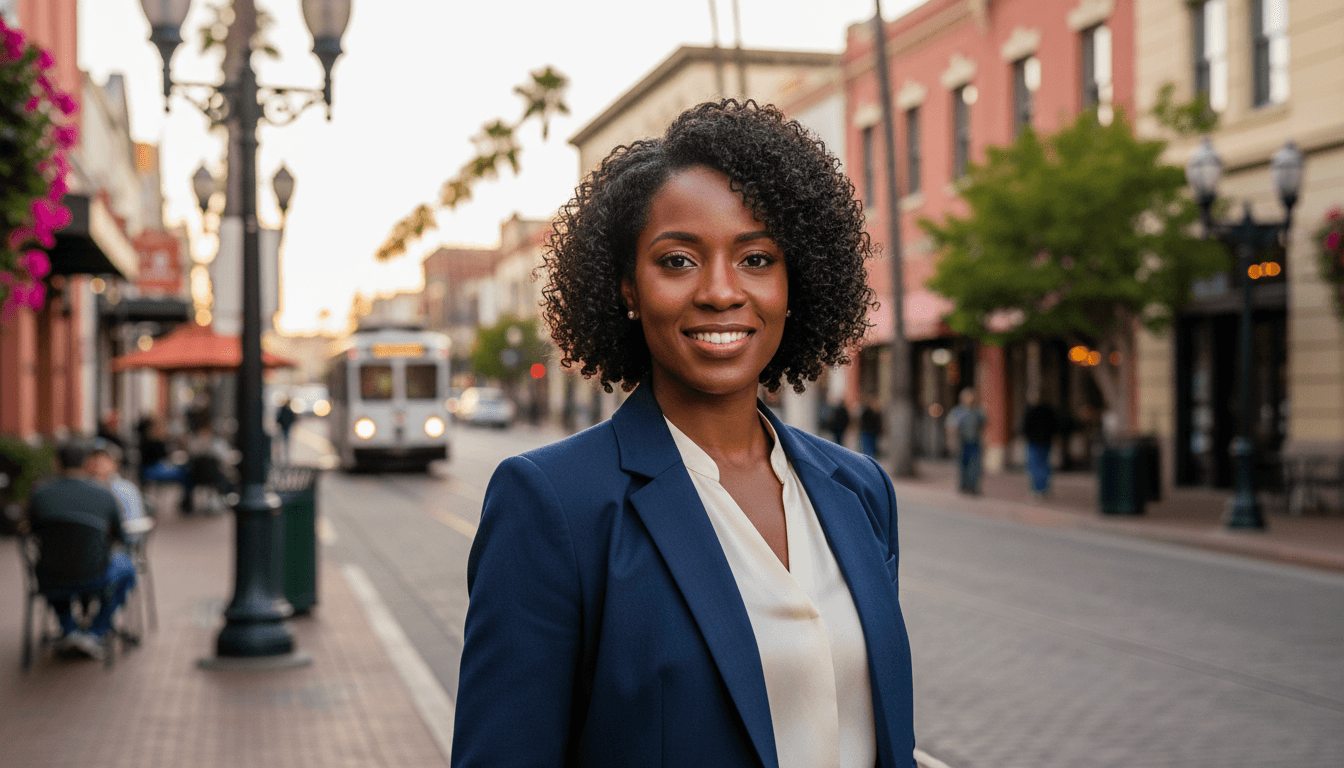 Professional headshot example showcasing Gaslamp Quarter neighborhood style in San Diego