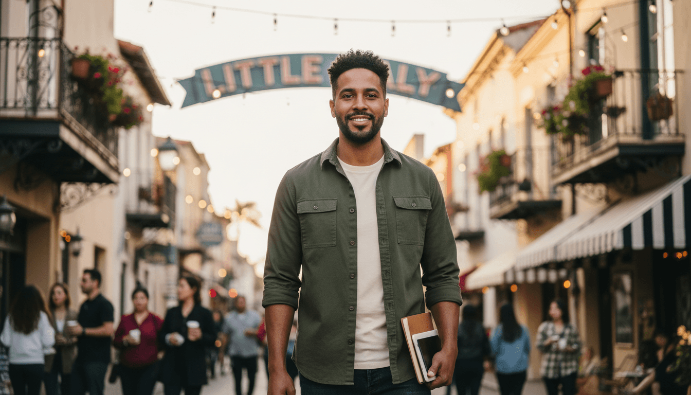 business headshot example showcasing Little Italy neighborhood style in San Diego
